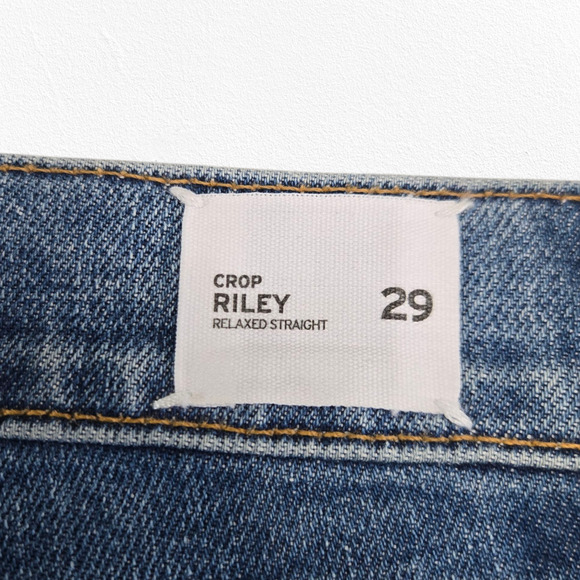 Hudson Crop Riley Relaxed Straight Jeans Exposed Zip Front Blue Denim Size 29 - Picture 9 of 12